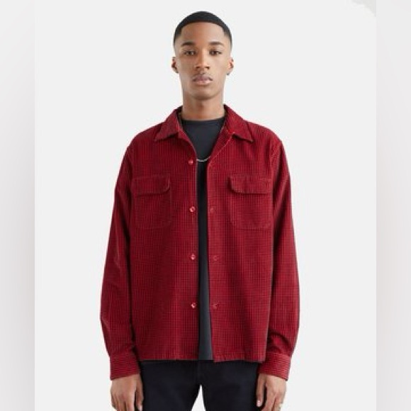 Levi’s Vintage Clothing Deluxe Check Shirt in Dogtooth Red Medium - Picture 4 of 12